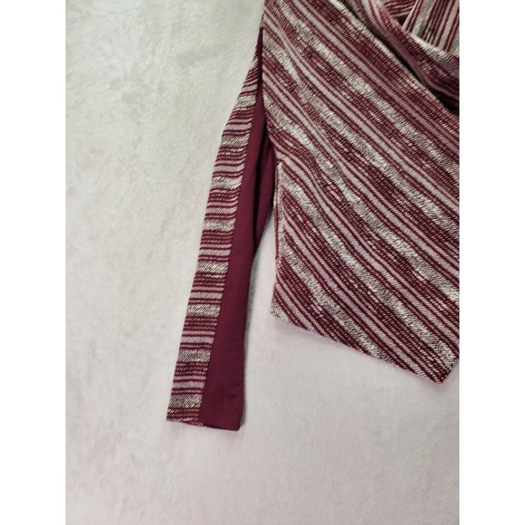 Lucky Brand Cardigan Sweater Women Small Burgundy Stripe Polyester Cliffside Zip - Picture 6 of 9